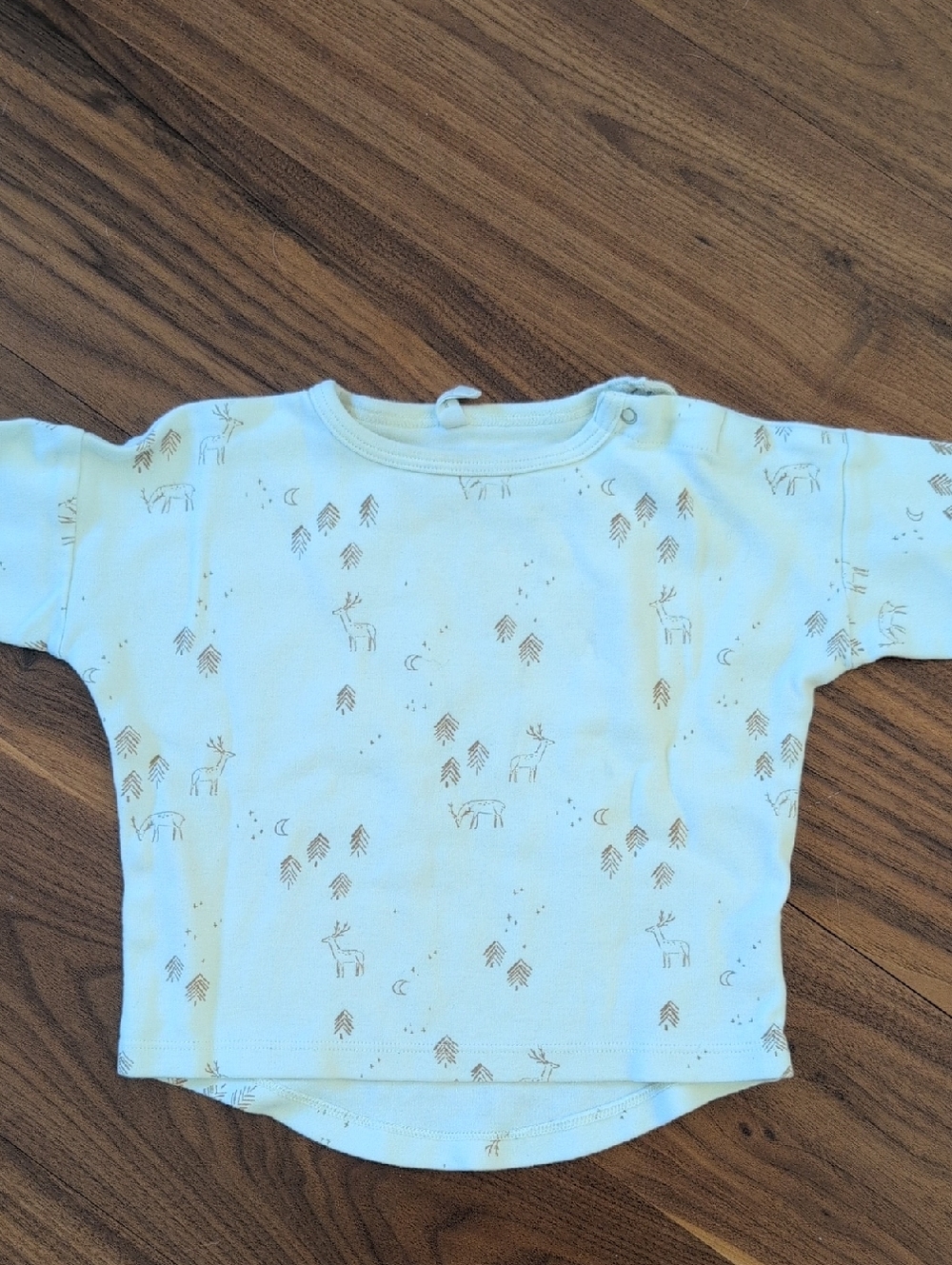 Quincy Mae Cream Woodland Print Long-Sleeve Kids Sleep Shirt